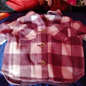 Plaid Kids Fleece Jacket - Pinkish Purple and White